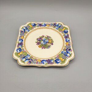 1954 Crown Ducal Florentine Lunch Salad Plate England Fruits and Flowers